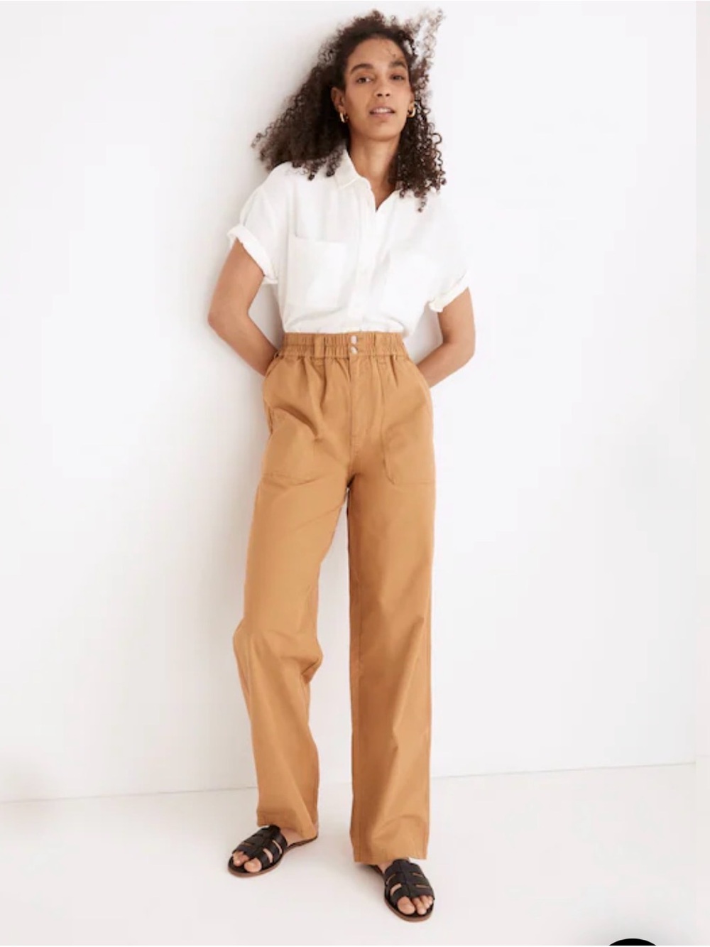 Madewell Tan Wide-Leg Utility Pants medium